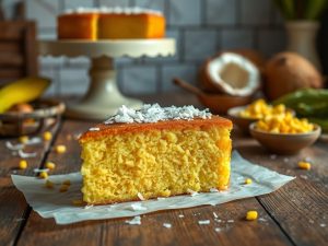 Bolo de Milho Sem Ovo com Toque de Coco