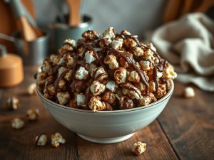 Pipoca Gourmet de Chocolate com Toque de Coco