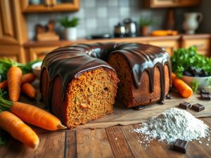 Bolo de Cenoura Low Carb com Cobertura de Chocolate Amargo