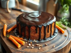 Bolo de Cenoura Low Carb com Cobertura de Chocolate Amargo