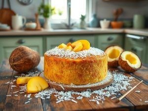 Bolo de Tapioca Tropical com Coco