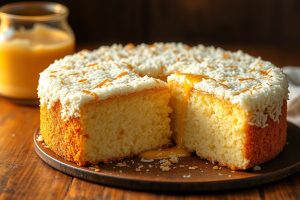 Bolo de Tapioca Tradicional com Coco e Leite Condensado