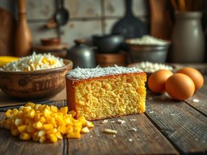 Bolo de Milho Sem Açúcar com Toque de Coco
