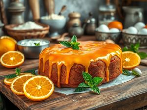 Bolo de Laranja com Calda Junina