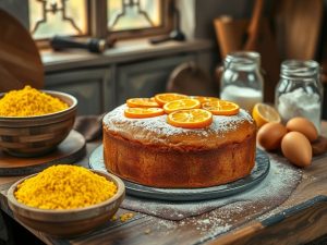Bolo de Fubá com Laranja Festivo