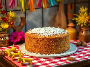 Bolo de Fubá com Coco Low Carb da Festa Junina