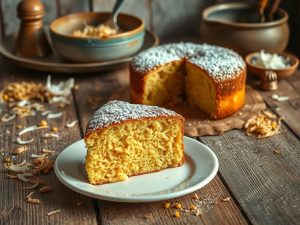 Bolo de Fubá Sem Ovo com Toque de Coco
