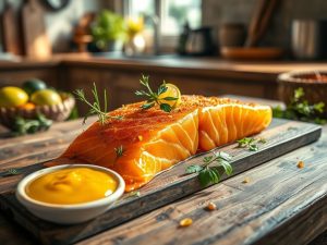 Salmão Defumado à Brasileira com Molho de Maracujá