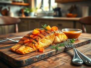 Salmão na Grelha com Molho de Maracujá