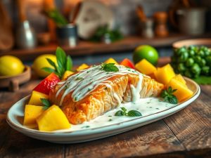Salmão com Molho Branco Tropical