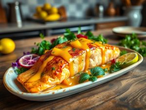 Salmão Tropical ao Forno com Molho de Maracujá