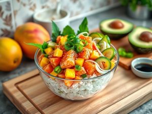Receita de Poke de Salmão Tropical