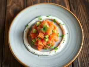 Tartar de Salmão com Cream Cheese Tropical