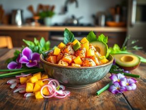 Receita de Poke de Salmão Tropical