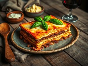 Lasanha de Carne Moída com Presunto e Queijo à Brasileira
