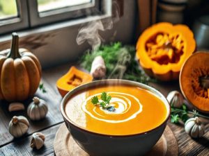 Caldo de Abóbora com Frango Delicioso