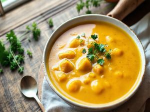 Caldo de Mandioquinha com Toque de Ervas