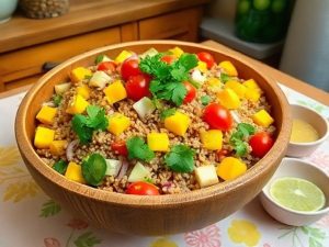 Salada de Grão de Trigo Tropical
