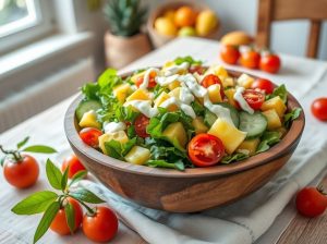 Salada Light Tropical com Molho de Iogurte