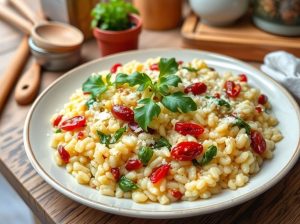 Risoto de Tomate Seco e Rúcula Delicioso
