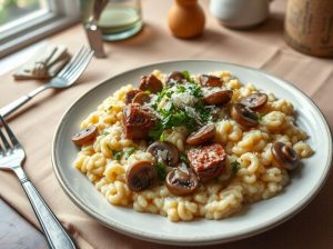 Risoto de Filé Mignon com Cogumelos Delicados