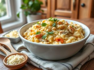 Risoto de Frango com Queijo Cremoso