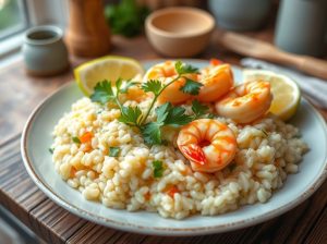 Risoto Tropical de Camarão com Leite de Coco