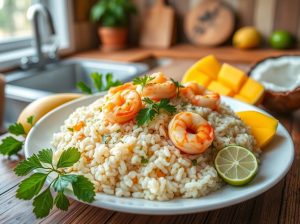 Risoto de Camarão com Arroz Branco Tropical