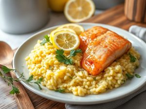 Risoto de Limão Siciliano e Salmão ao Estilo Brasileiro